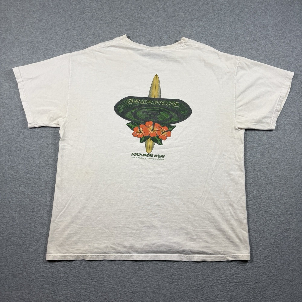 Vintage Banzai Pipeline Hawaii Surf Tee XL Y2K Hanes North Shore Beach Graphic